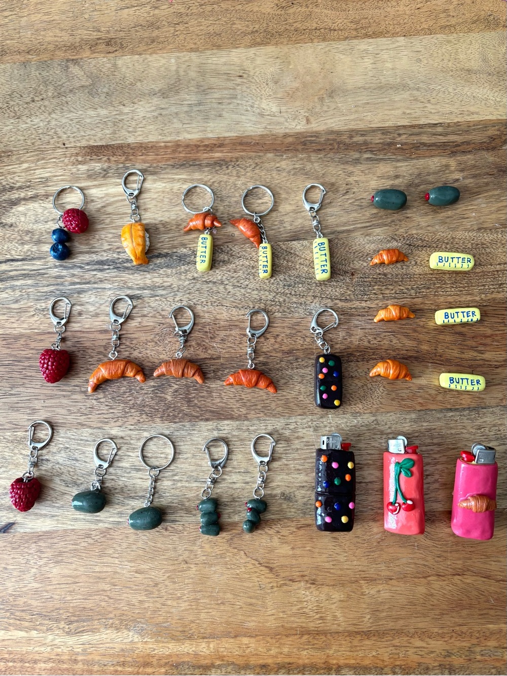 Handmade Polymer Clay Keychains Purse Charms Reusable Lighter Cases Magnets
